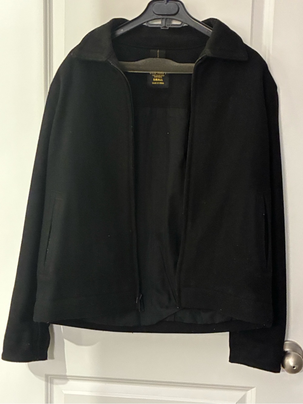 Old Navy Men's Black Wool Jacket S 34" Chest Full Zip Pockets Short
